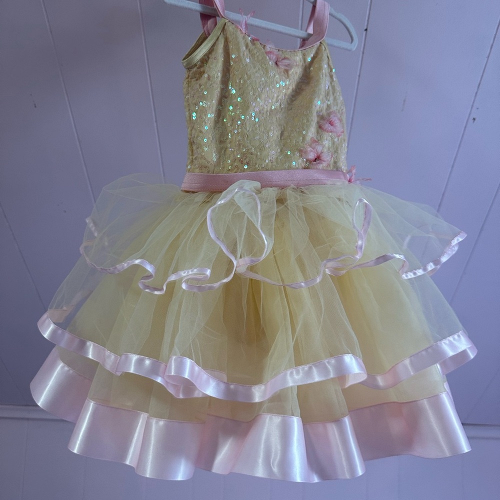 Weissman Glittering Yellow and Pink Dance Costume